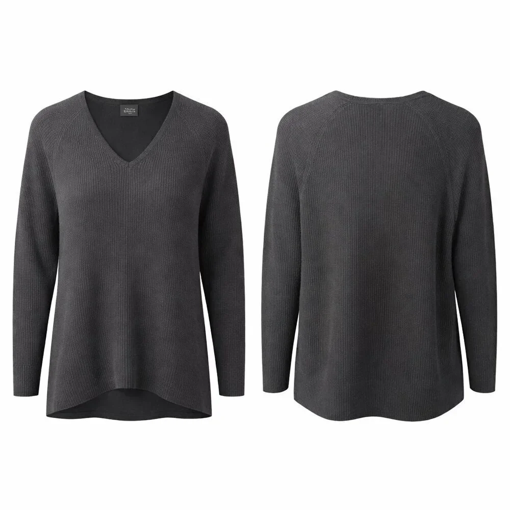 Athleta | Black Merino Wool Blend V-Neck Sweater | Small